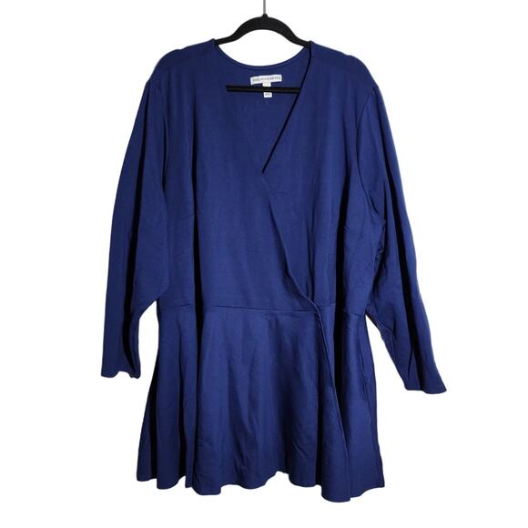 Girl With Curves Ponte Peplum Blazer in Navy Blue - Picture 2 of 9